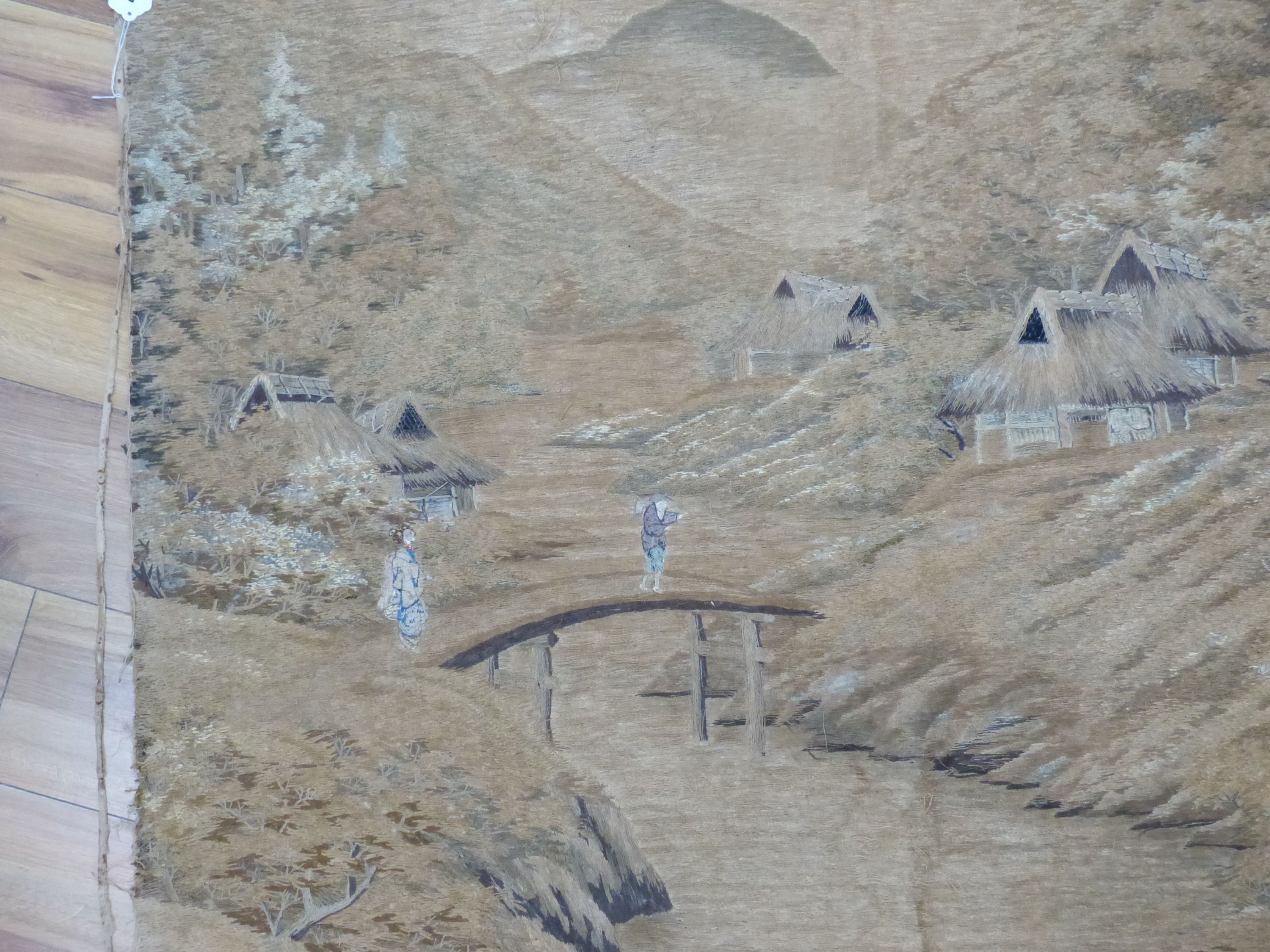 A large Japanese Meiji embroidery hanging